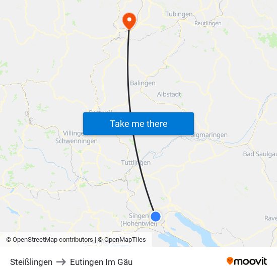 Steißlingen to Eutingen Im Gäu map