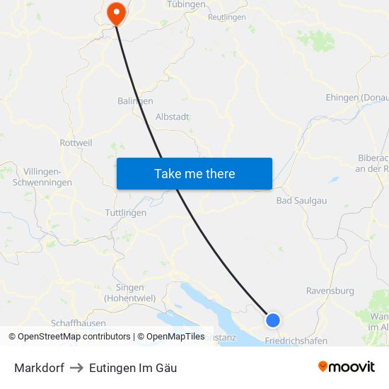 Markdorf to Eutingen Im Gäu map