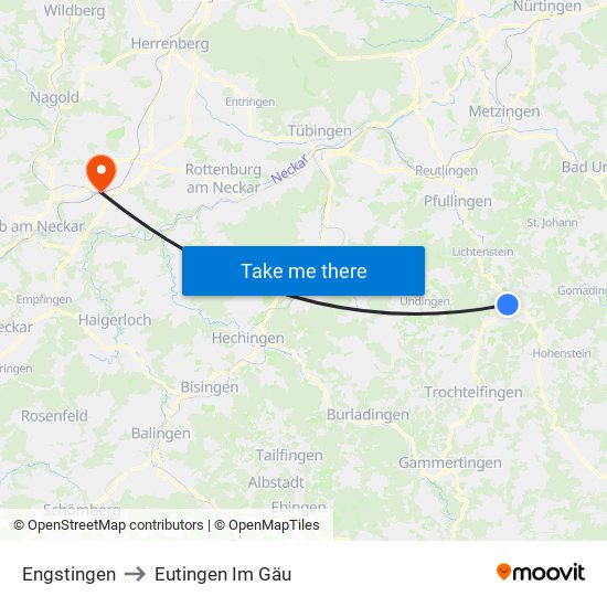 Engstingen to Eutingen Im Gäu map