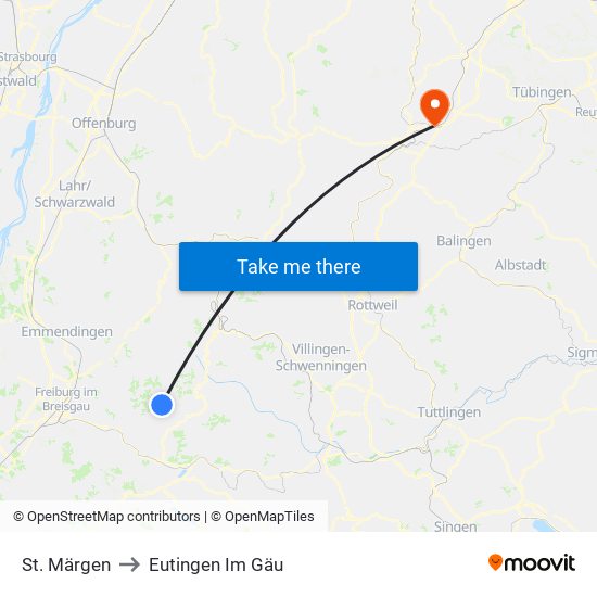 St. Märgen to Eutingen Im Gäu map