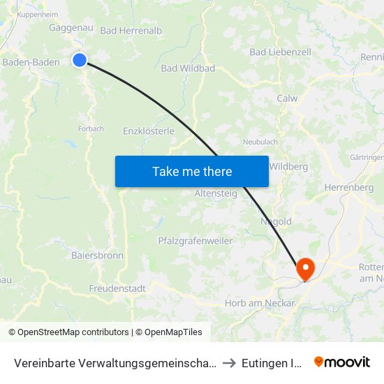 Vereinbarte Verwaltungsgemeinschaft Gernsbach to Eutingen Im Gäu map