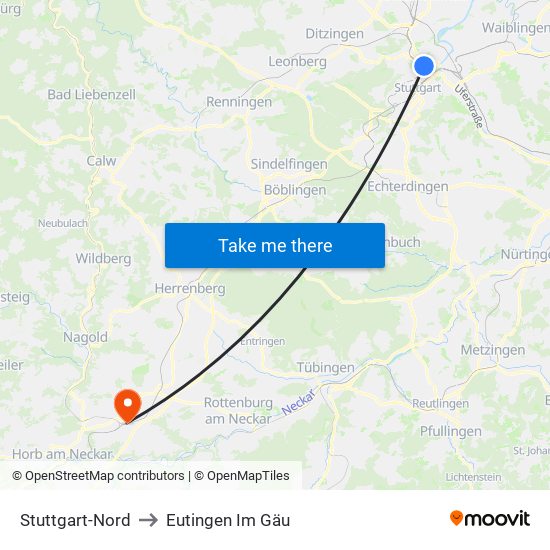 Stuttgart-Nord to Eutingen Im Gäu map