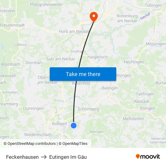 Feckenhausen to Eutingen Im Gäu map