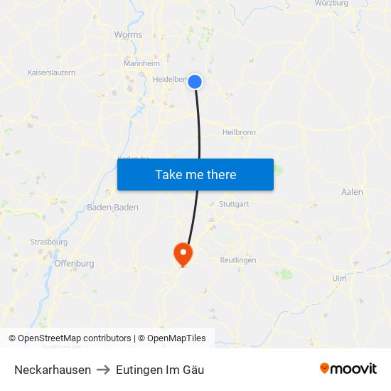 Neckarhausen to Eutingen Im Gäu map