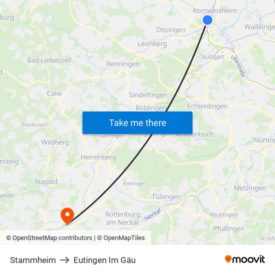 Stammheim to Eutingen Im Gäu map