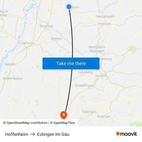 Hoffenheim to Eutingen Im Gäu map