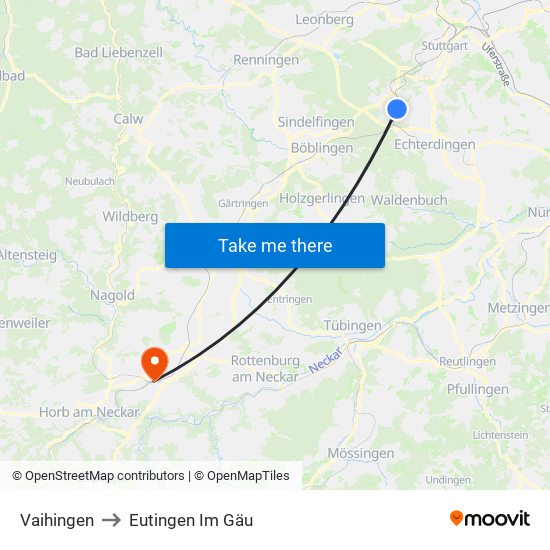 Vaihingen to Eutingen Im Gäu map