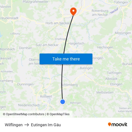 Wilflingen to Eutingen Im Gäu map