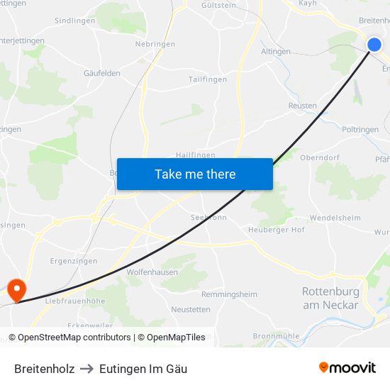 Breitenholz to Eutingen Im Gäu map