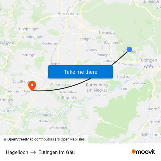 Hagelloch to Eutingen Im Gäu map
