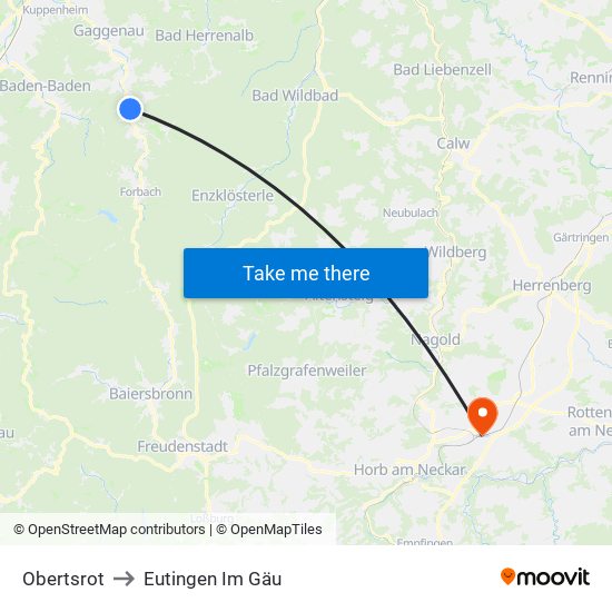 Obertsrot to Eutingen Im Gäu map