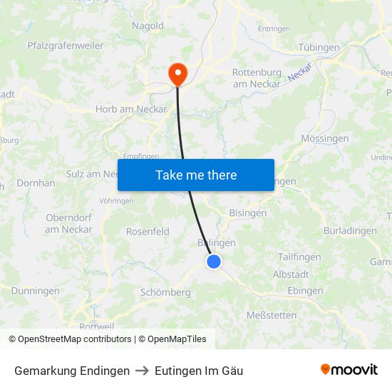 Gemarkung Endingen to Eutingen Im Gäu map