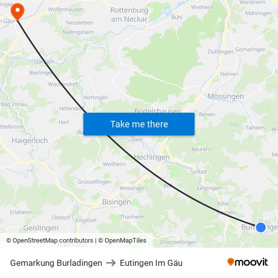 Gemarkung Burladingen to Eutingen Im Gäu map