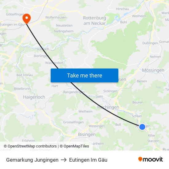 Gemarkung Jungingen to Eutingen Im Gäu map