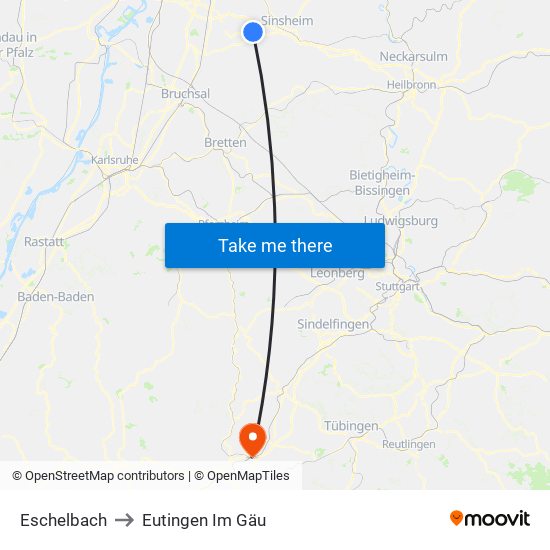 Eschelbach to Eutingen Im Gäu map