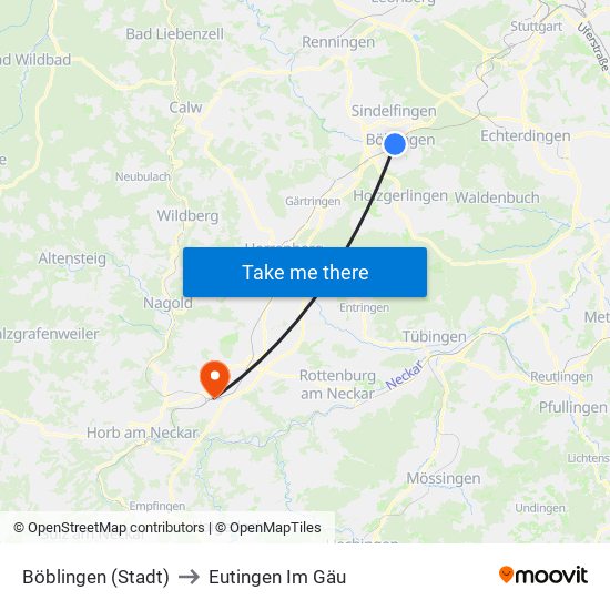 Böblingen (Stadt) to Eutingen Im Gäu map