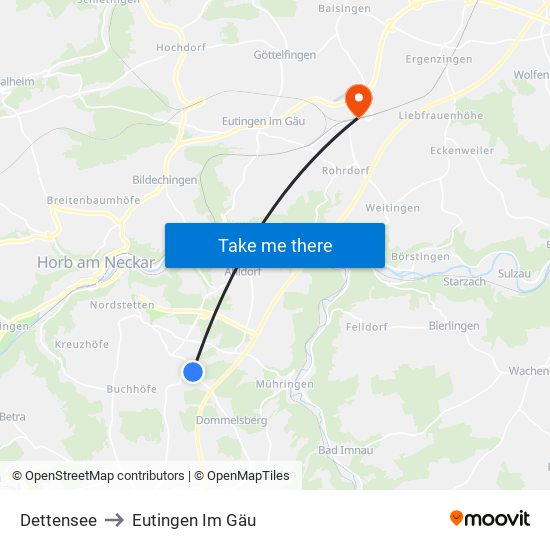 Dettensee to Eutingen Im Gäu map