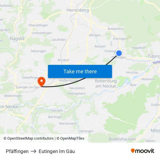 Pfäffingen to Eutingen Im Gäu map