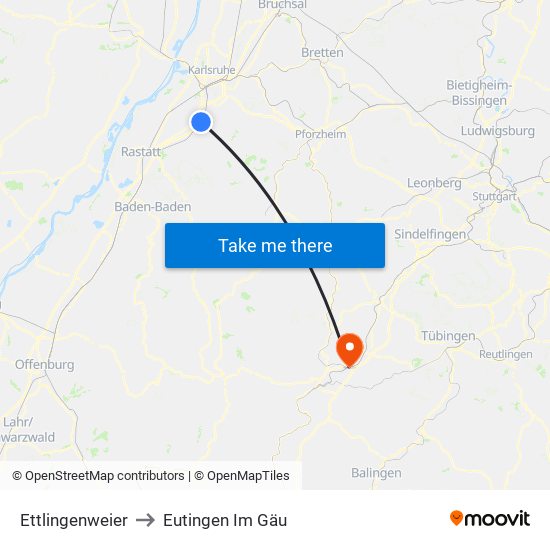 Ettlingenweier to Eutingen Im Gäu map