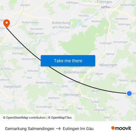 Gemarkung Salmendingen to Eutingen Im Gäu map