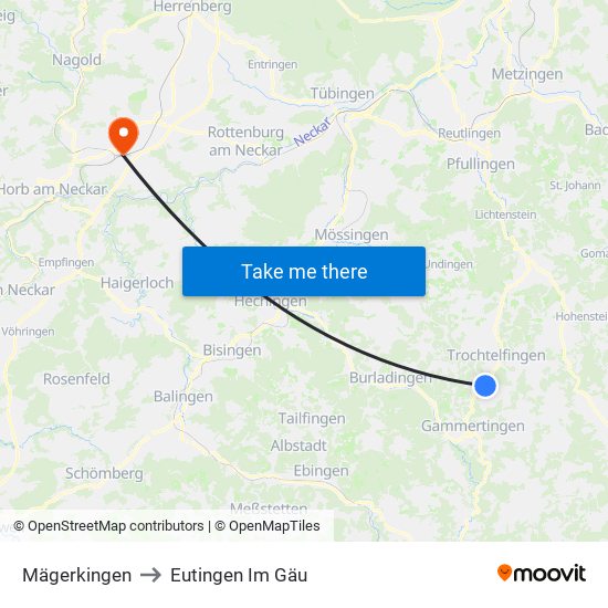 Mägerkingen to Eutingen Im Gäu map