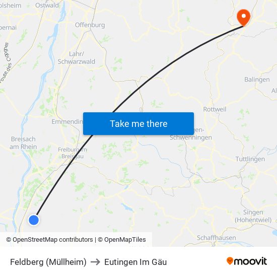 Feldberg (Müllheim) to Eutingen Im Gäu map