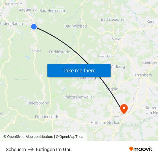 Scheuern to Eutingen Im Gäu map