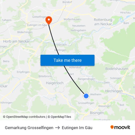 Gemarkung Grosselfingen to Eutingen Im Gäu map