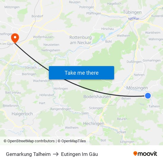 Gemarkung Talheim to Eutingen Im Gäu map