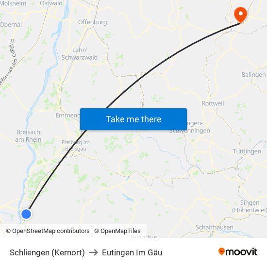 Schliengen (Kernort) to Eutingen Im Gäu map