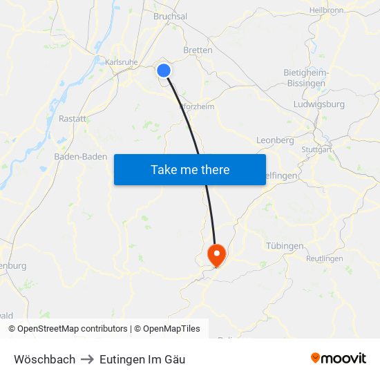 Wöschbach to Eutingen Im Gäu map