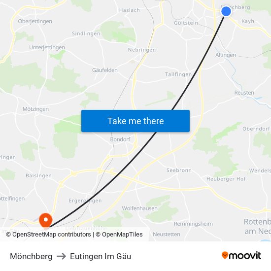 Mönchberg to Eutingen Im Gäu map