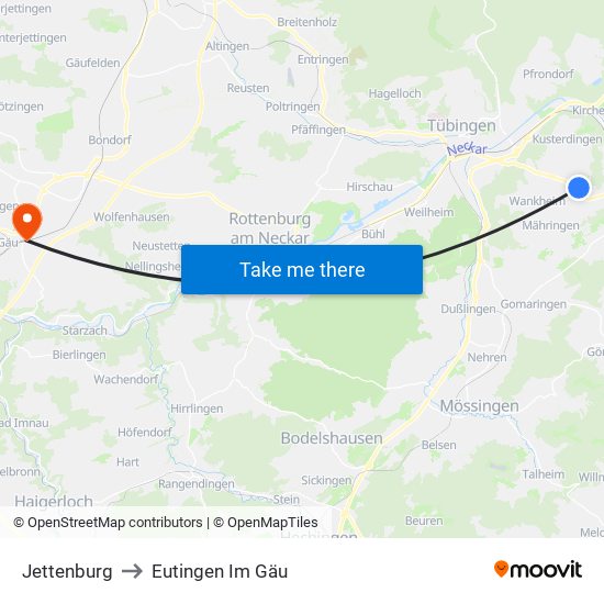 Jettenburg to Eutingen Im Gäu map