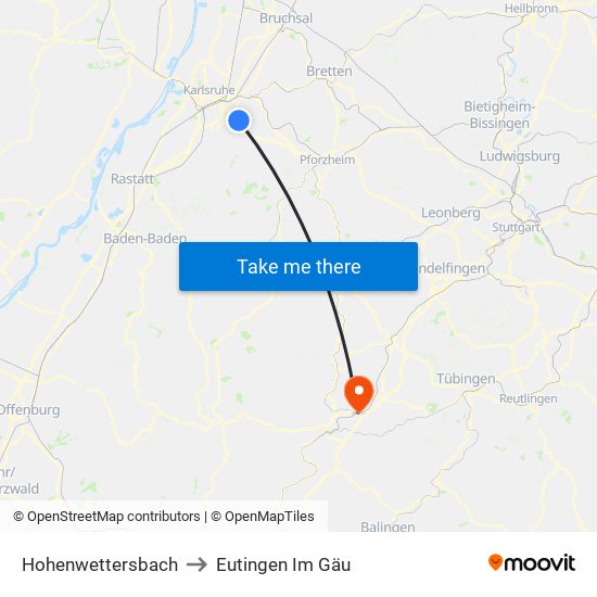 Hohenwettersbach to Eutingen Im Gäu map