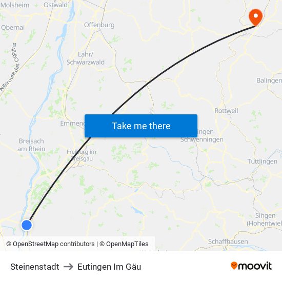 Steinenstadt to Eutingen Im Gäu map