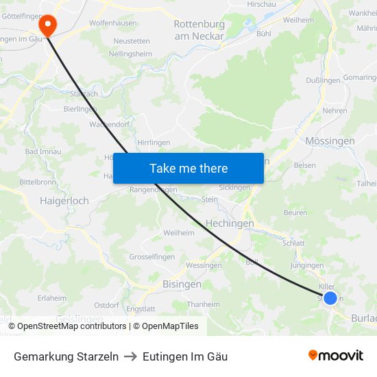 Gemarkung Starzeln to Eutingen Im Gäu map