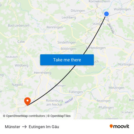 Münster to Eutingen Im Gäu map