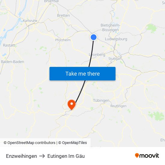 Enzweihingen to Eutingen Im Gäu map