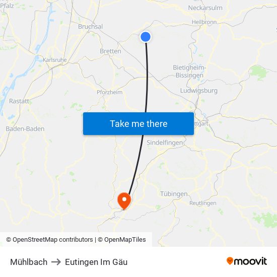 Mühlbach to Eutingen Im Gäu map