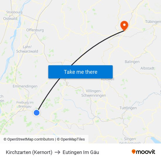 Kirchzarten (Kernort) to Eutingen Im Gäu map