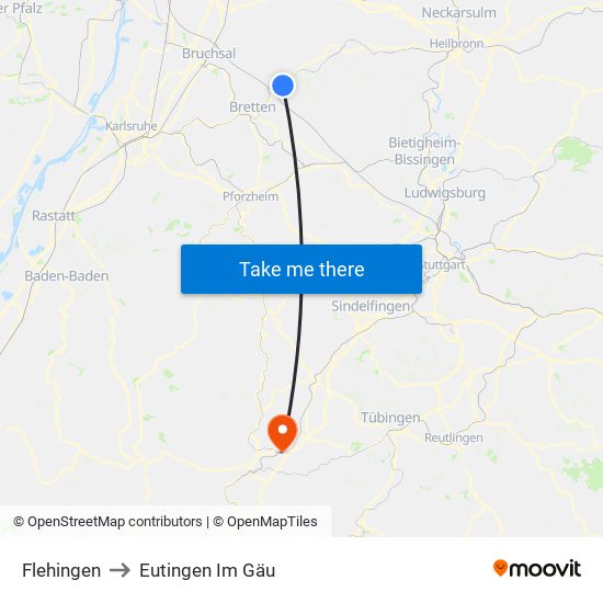 Flehingen to Eutingen Im Gäu map