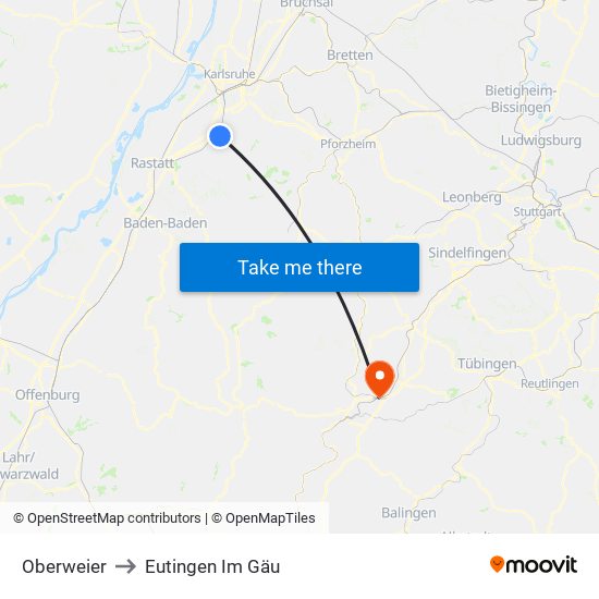 Oberweier to Eutingen Im Gäu map