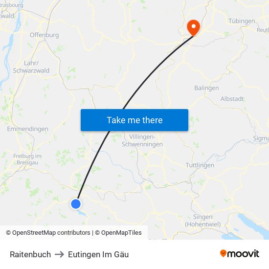 Raitenbuch to Eutingen Im Gäu map