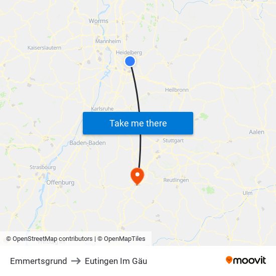 Emmertsgrund to Eutingen Im Gäu map