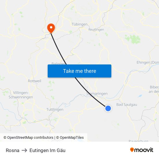 Rosna to Eutingen Im Gäu map