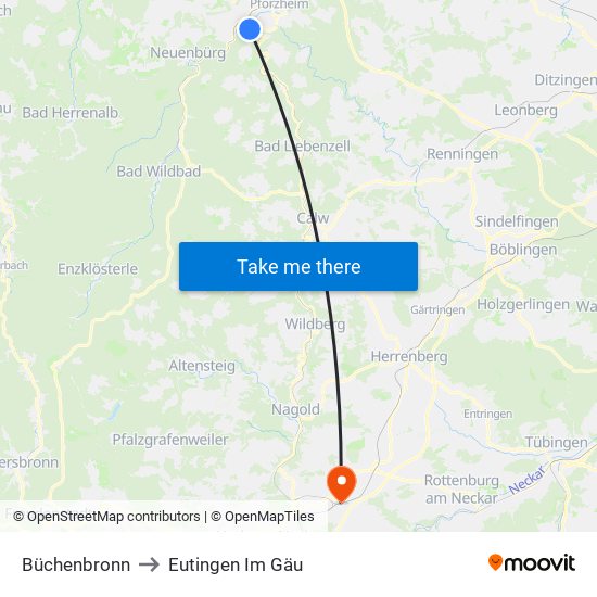 Büchenbronn to Eutingen Im Gäu map