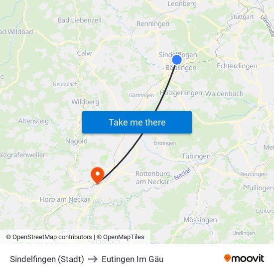 Sindelfingen (Stadt) to Eutingen Im Gäu map