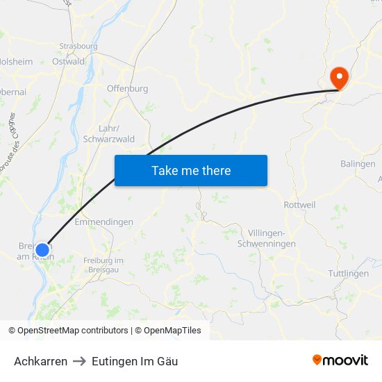 Achkarren to Eutingen Im Gäu map
