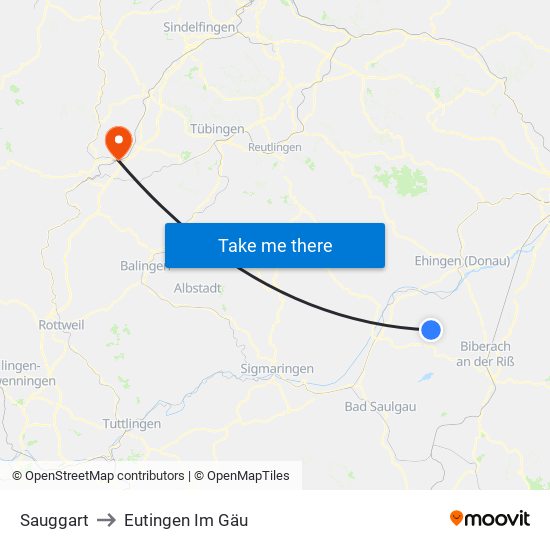 Sauggart to Eutingen Im Gäu map