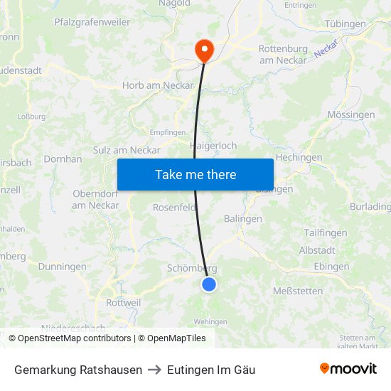 Gemarkung Ratshausen to Eutingen Im Gäu map
